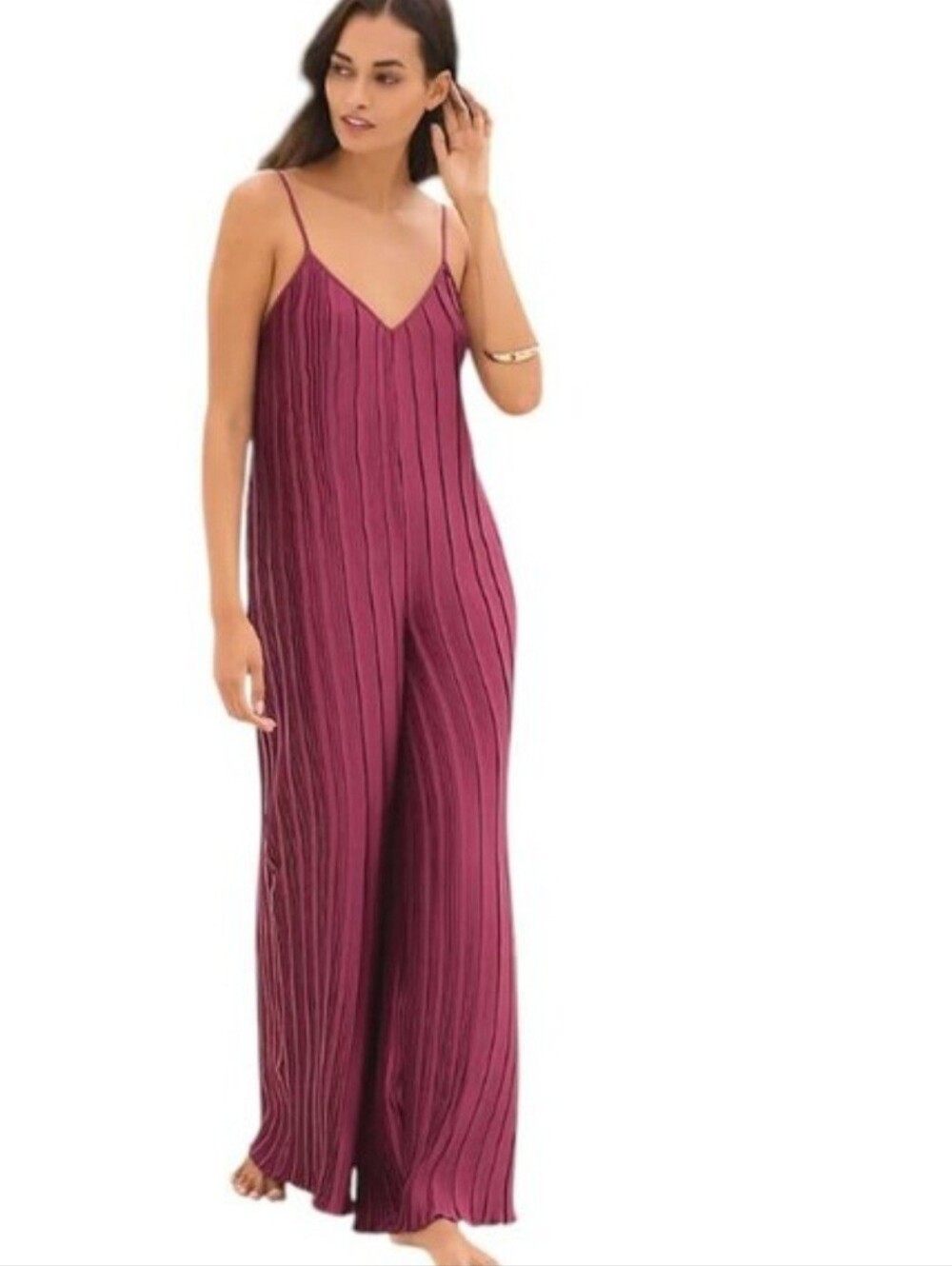 Like New Anthropologie Sleeveless Plisse Jumpsuit 🌸 Size L